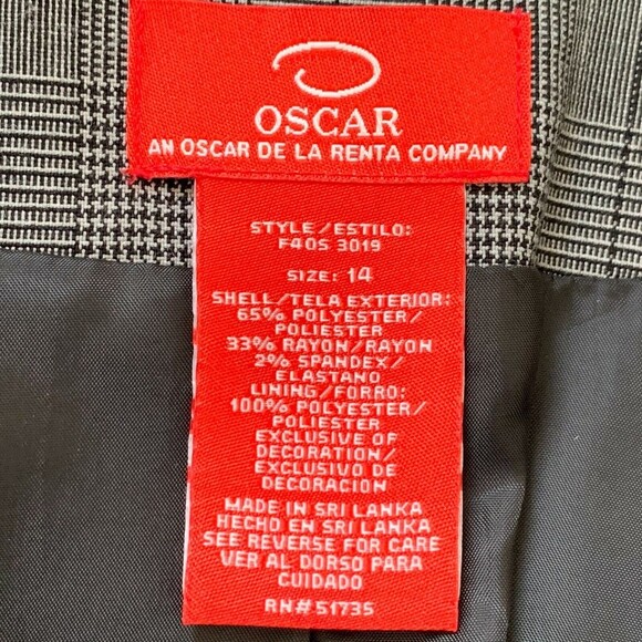 Oscar by Oscar de la Renta Jacket Women 14 Left Side Floral Gray Plaid 1 Button - Picture 8 of 9